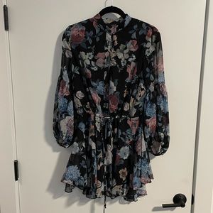 Vici Balloon Sleeve Floral Adjustable Waist Dress